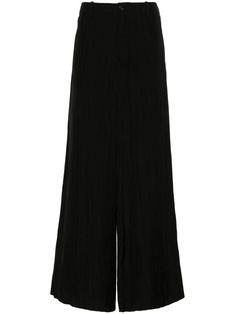 black fully pleated belt loops two side slit pockets wide leg two rear button-fastening jetted pockets concealed fly and button fastening Black Wide Leg Trousers, Wide Leg Trousers, Emporio Armani, Wide Leg Pants, Top Brands, Wide Leg, Trousers, Luxury Fashion, Clothes