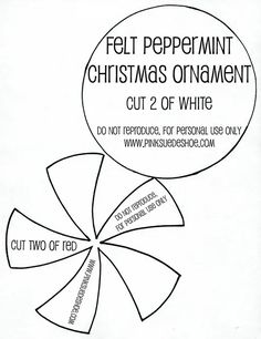 an origami cut out of white paper with the words felt peppermint christmas ornaments on it