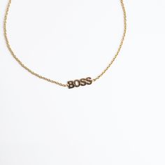 Reminder: YOU'RE the BOSS. This 14k yellow gold chain bracelet is the perfect reminder that you are the boss of your own life! Gift yourself or your fave girl boss! Adjustable with a smooth bolo closure, this bracelet easily slips on over the hand and will fit everyone! Trendy 14k Gold Bracelet Gift, Trendy 14k Gold Chain Bracelet Gift, Gold Chain Bracelet, Bolo Bracelet, Be The Boss, Gold Bracelet Chain, Yellow Gold Chain, The Hand, The Boss