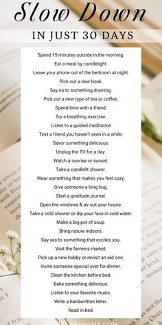 Find little moments throughout your days to seek peace, solitude, and rest. In just 30 days of small actions, you'll feel more grounded and more deeply connected with yourself. Grab the full slow living challenge printable to kickstart your simple, seasonal life at the link below. Challenge 30 Days, Practicing Self Love, Self Care Bullet Journal, Vie Motivation, Planner Pdf, Get My Life Together, Slow Life, Life Improvement