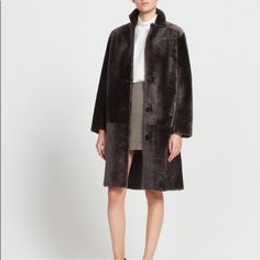 Sandro Paris Black Coat France, Luxe Elegance In An Easy Fit Shearling, Super Soft Lamb Leather, Barely Worn, Excellent Condition Like New Size - Fr 2, Us-M. Color Black (The Model Is Wearing Color Gray, Mine Is Black) 100% Shearling From Shoulder To Shoulder-18”, From Armpit To Armpit-20,5”, Length-39,5” Elegant Long Sleeve Sheepskin Fur Coat, Elegant Mink Shearling Fur Coat, Elegant Fitted Sheepskin Fur Coat, Elegant Shearling Outerwear, Elegant Shearling Outerwear In Mink Color, Elegant Black Sheepskin Fur Coat, Elegant Mink Shearling Outerwear, Fitted Elegant Shearling Fur Coat, Elegant Mink Colored Shearling Outerwear