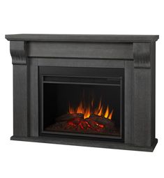 an image of a fireplace with fire in the center and flames on it's sides