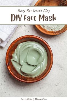 DIY Face Mask Recipe with Bentonite Clay Diy Bentonite Clay Mask, Clay Face Mask Recipe, Diy Clay Mask, Green Clay Mask, Detoxifying Face Mask, Bentonite Clay Mask, Diy Facial Mask