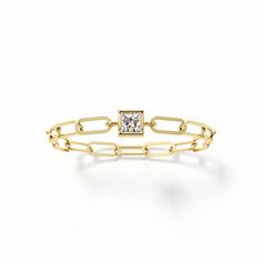 Create a unique ring stack with our delicate Skinny Diamond Paperclip Ring. Available in different 14k gold colors, this diamond chain ring is your new jewelry obsession! Paired with our Skinny Paperclip Ring (from our Skinny collection), your stack will be truly stunning. Handcrafted in Miami with loveOur jewelry our made to order. Please allow 2-4 weeks to receive your order Click here to find out your size. If you prefer a size that is not shown, please email us at info@assehjewels.com ♡ ____ Fine Jewelry With Rectangular Links For Anniversary, Yellow Gold Diamond Jewelry With Rectangular Links, Minimalist Stackable Jewelry With Rectangular Links, Elegant Stackable Link Chain Ring, Diamond Stackable Chain Ring For Promise, Yellow Gold Link Jewelry With Single Cut Diamonds, Diamond Chain Ring Jewelry, Fine Jewelry Diamond Ring With Chain Detail, Yellow Gold Diamond Rings With Chain Detail