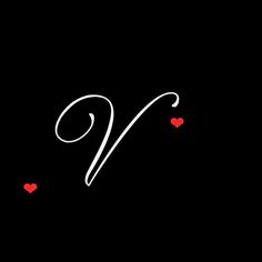 the letter v is made up of hearts on a black background with white writing that says love