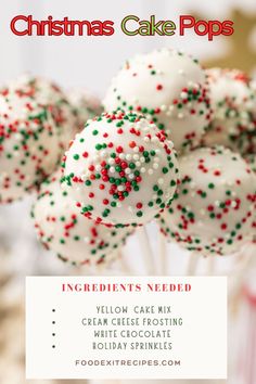 christmas cake pops with white frosting and sprinkles