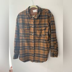 Nwot, Unworn. Plaid Shacket With Pockets. Heavy Weight, Oversized Fit. Super Warm And Cozy, The Perfect Fall Layering Piece! Please Reach Out If You Have Any Questions And I Am Open To Negotiation! Oversized Brown Long Sleeve Shacket, Trendy Brown Shacket For Fall, Fall Collared Brown Shacket, Fall Brown Collared Shacket, Oversized Brown Shacket For Fall, Collared Brown Shacket For Fall, Fall Layering, Plaid Shacket, Fall Layers