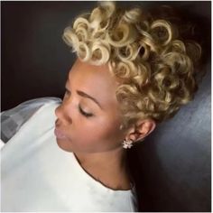 New Style Ladies Wig Short Curly Hair Wig Chemical Fiber Hair Hood | eBay Hair 2022, Hairstyle Tutorials, Blonde Curly Hair, Pin Curls, Beautiful Curly Hair, Curly Hair Wig, Short Hair Wigs