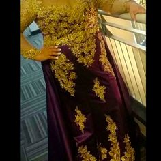 One Of A Kind Gown Only Worn For Pictures Purple And Gold Beading Beautiful Detachable Train Was For Mother Of The Groom Gown With Detachable Train, Couture Gown, Detachable Train, Couture Gowns, The Groom, Mother Of The Groom, Purple Gold, Gold Beads, Beading