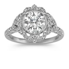 an engagement ring with diamonds on it