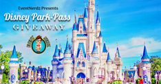 the disney park pass giveaway is shown in front of an image of a castle