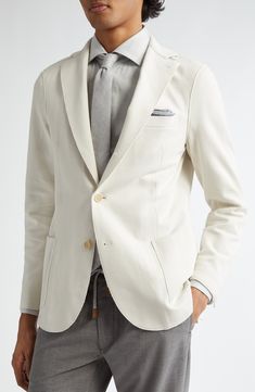 Seamlessly combine formal and laid-back elements with this cotton-blend piqué sport coat that features a removable hooded bib. Front button closure Notched lapels Four-button cuffs Chest welt pocket; front patch pockets Removable bib has front zip closure; drawstring hood Unlined 83% cotton, 14% polyamide, 3% elastane Dry clean Made in Italy Designer Clothing Single Breasted Coat, Hooded Coat, Down Coat, Mens Outerwear, Fashion Help, Outerwear Coats, Top Coat, Sport Coat, Welt Pocket