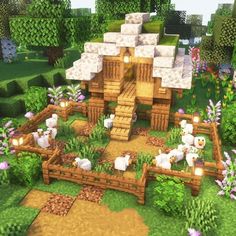 #minecraft  #decoration #ideas #chicken #house Minecraft Fairy Farm Ideas, Farm Ideas In Minecraft, Minecraft Farms Idea, Minecraft Builds For Village, Minecraft Farm Village Ideas, Minecraft Village Design Ideas, Strip Mine Minecraft, Farm Decorations Minecraft, Spruce Farmhouse Minecraft