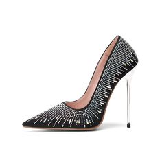 Shop Black Rhinestones Satin Pumps Pointed Toe Dresses Shoes Metallic Stiletto Heels with Closed Toe color Black for  with worldwide Free shipping & Free return. Closed Toe Heel, Satin Pumps, Black Rhinestone, Dresses Shoes, Shoe Size Chart, Stiletto Heel, Leather Heels, Stiletto Heels, Dress Shoes