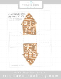 the gingerbread house cut out pattern is shown in two different sizes and has three smaller houses on each side