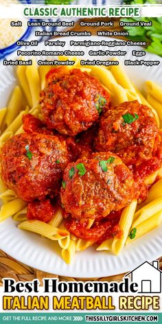 a plate with pasta and meatballs on it