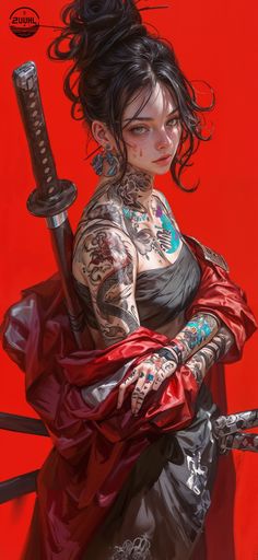 Female Samurai Art, Ichigo Hollow Mask, Samurai Artwork, Warrior Tattoo, Affinity Designer