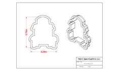 an image of a drawing of a door handle with measurements for the handles and latches