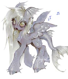 a drawing of a white pony with wings