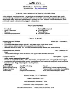 a professional resume for an experienced laborer in the united states, it is intended to be