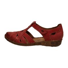 Josef Seibel Rosalie for Women in Red Red Open Toe T-strap Sandals, Red Flats For Summer, Summer Red Closed Toe Flats, Red Leather Flats For Summer, Red Casual T-strap Sandals For Spring, Casual Red T-strap Sandals For Spring, Red Leather T-strap Sandals, Red Cushioned Sandals For Spring, Red T-strap Sandals For Beach