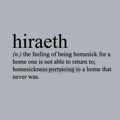 the words hiraeth are written in black on a gray background