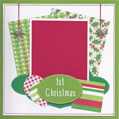 a christmas card with green and red paper