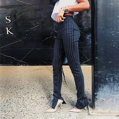 Office Pants, Stretchy Pants, Looks Chic, Mode Vintage, Looks Style, Side Split, Office Ladies, Outfits Casuales, Fashion Classy