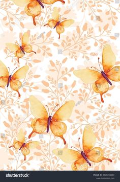 watercolor yellow butterflies and flowers on a white background stock photo - royaltyvector