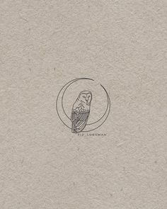 an owl sitting on top of a paper with a circle in the middle that says,