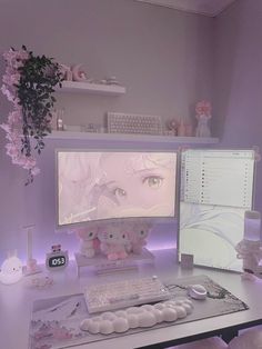 a desktop computer sitting on top of a white desk