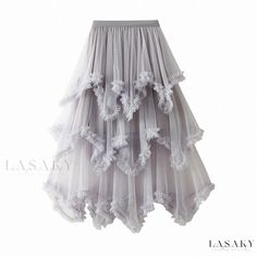 Lasaky - Irregular Mesh Cake High Waist Fluttering Fairy Tulle Skirt Long Dress Fairy Ball Gown, Mesh Outfit, Tutu Skirt Women, Skirt Mesh, Festival Mode, Gauze Skirts, Fishnet Dress, Tulle Midi Skirt, High Waisted Maxi Skirt