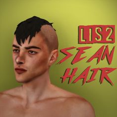 a digital painting of a man's head with the words list 2 mean hair on it