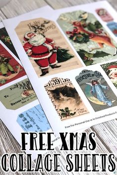 free printable christmas collage sheets with santa claus and other vintage holiday images on them