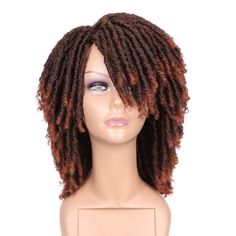 Dreadlock Wig Men Afro Curly Synthetic Wig Synthetic Dreadlock Wig Wig Style:Dreadlock Wigs Twist Curly African Wig Style Wig Cap: Mideum Size 20"-22" 3 Combs And 2 Adjustable Straps 350 Color) Twist Wigs, Men Afro, Brown Afro, Short Twist, Crochet Brown, Curly Synthetic Wig, Dreadlock Wig, Short Twists, Style Wig