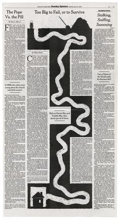 a newspaper article with an image of a river in the middle and words that read too big to fail or survive