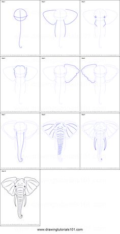 how to draw an elephant's head