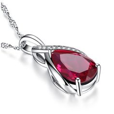 3.15 ct Simulated Red Ruby Pendant Necklace Sterling Silver Gift for Her | eBay Red Sterling Silver Clavicle Chain Jewelry, Valentine's Day Red Lab-created Ruby Jewelry, Elegant Red Sterling Silver Jewelry, Fine Jewelry With Lab-created Ruby For Gift, Fine Jewelry Gift With Lab-created Ruby, Red Pendant Jewelry As Gift For Her, Red Pendant Jewelry As A Gift For Her, White Gold Jewelry With Lab-created Ruby For Gift, Red Sterling Silver Fine Jewelry