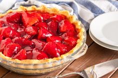 a close up of a pie on a table