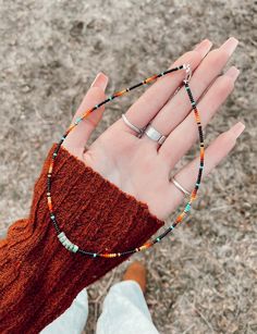 Boho Seed Bead Bracelet, Western String Bracelets, Western Chokers Beaded, Festival Heishi Beads Choker Necklace, Turquoise Beaded Necklaces With Black Beads For Festival, Southwestern Choker With Colorful Round Beads, Southwestern Style Colorful Beaded Choker Necklace, Festival Turquoise Necklace With Tiny Beads, Turquoise Jewelry With Black Beads For Festival