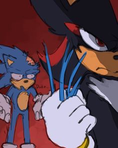 sonic the hedgehog and shadow the cat are looking at each other