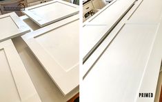 two pictures side by side showing different types of cabinets