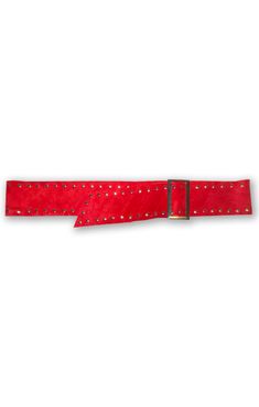 This suede studded belt is my dream belt. Hand studded with like 130 studs, and adjustable to wear at any area of your hips or waist, it's genuinely the perfect accessory. 53 inches long!! This belt comes in red suede and silver leather. Party Belts With Rivets, Chic Red Leather Belt, Studded Belt, Star Studs, Red Suede, Turks And Caicos, Congo Kinshasa, My Dream, Equatorial Guinea