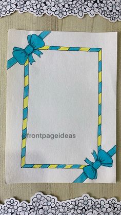 a card with blue and yellow bows on it