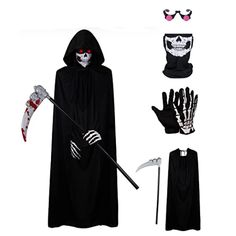 a group of halloween costumes and accessories