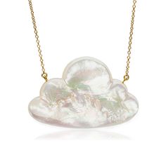 Mother of Pearl Daydream Cloud Necklace in 14k Gold with Diamonds Cloud Jewelry Necklaces, Luxury 14k Gold Necklace With High Luster, Luxury High Luster 14k Gold Necklace, Fine Jewelry Necklaces With High Luster As Gift, Fine Jewelry Necklace With High Luster For Gifts, Gold High Luster Sterling Silver Necklace, White Gold Necklaces With High Luster For Gifts, Cloud Necklace, Cloud Shapes