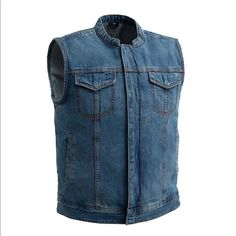 Fim629dm | Men’s Club Style Made In Denim. Designed To Give Extra Comfort With All Specialized Motorcycle Features. This Vest Offers An Affordable Option For Hot Weather Riding. Features. Two Chest Pockets With Snap Closures. Two Slash Pockets With Snap Closures. One Conceal Carry Pocket Outside The Center Front Zipper Gives Easy Access Without Opening The Apparel. One Additional Conceal Carry Pocket On The Right Side. Full Panel Back. Great Fit For All Riders. Available In Sizes S To 5x Pre-Was Denim Vest Men, Motorcycle Vest, Riding Gear, Biker Leather, Motorcycle Outfit, No Limit, Club Style, Raw Denim, Leather Vest