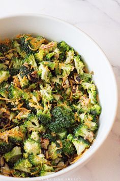 healthy-broccoli-salad Cold Broccoli Salad, Broccoli Salads, Broccoli Salad Recipe, Vegetarian Sides