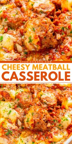 An EASY comfort food casserole that’s made for meat and cheese lovers! Loaded with juicy baked meatballs and topped with both mozzarella and Parmesan cheeses for a true family FAVORITE casserole! No noodles, no problem. My homemade meatballs are incredible but you can use frozen meatballs to save time on busy weeknights when you need to get dinner on the table in 45 minutes! Meatballs And Cheese, Favorite Casseroles