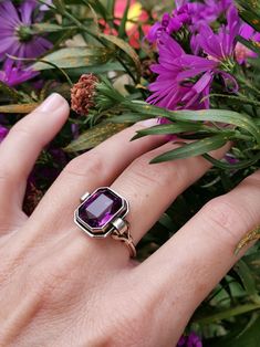 Beautiful 1950s vintage silver amethyst ring, US Size 7, in good vintage condition. Box on the photos not included! Diameter: approx. 15 mm (0.5 inch) Material: 800 silver (gold plated), amethyst total weight: 5.2 g US Size: approx. 7 (EU size 55) Vintage Silver Amethyst Ring Gift, Vintage Adjustable Amethyst Ring Gift, Vintage Amethyst Ring With Polished Finish, 1950s Ring, Memento Mori Ring, Antique Hallmarked Amethyst Ring In Sterling Silver, Vintage Silver-toned Amethyst Ring Gift, Wedding Anniversary Rings, Amethyst Gem